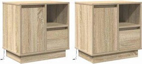 vidaXL Éjjeliszekrény 2 pcs Sonoma tölgy 50 x 34,5 x 50 cm Faanyag