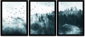 Képek Triptichon Erdő A Ködben 3 Kép Fekete Keretben Hálószoba Nappali Nagy