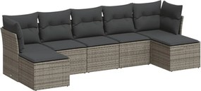 vidaXL 7 részes szürke polyrattan kerti ülőgarnitúra párnákkal