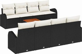 vidaXL Kerti Kanapé Szett párnával 9 pcs Fekete polirattan