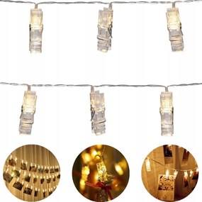 10m 100LED Led Képcsipesz Lámpa Gemkapocs Fényfüzér Háttérvilágítással LS-13