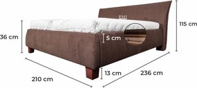 VALERIA LUX kárpitozott ágy + rácsos rács + matrac EMI