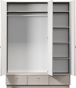 Lorini gardróbszekrény 150 cm polcokkal - kasmír / arany T-bar fogantyúk