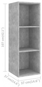betonszürke szerelt fa falra szerelhető TV-szekrény 37x37x107cm
