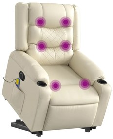 vidaXL elektromos krémszínű műbőr felállást segítő masszázsfotel