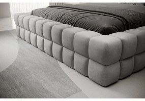 Szürke kárpitozott ágyneműtartós franciaágy ágyráccsal 180x200 cm Dizzle – ELTAP