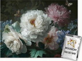 Fotótapéta Virágok Bazsarózsa Fekete Háttér Falra Hálószoba Nappali 200x140