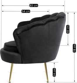 Fotel lábtartóval, fekete színben, velúr kárpittal GRAND