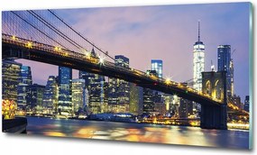 Fotó vászonkép edzett üveg Manhattan éjszaka 100x70