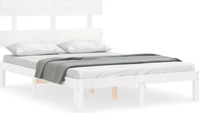 vidaXL fehér tömör fa ágykeret fejtámlával Small Double