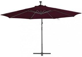 bordó konzolos napernyő LED-világítással 350 cm