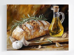 Vászonkép Canvas Konyha Étel Kenyér Rozmaring Olíva Fokhagyma 80x60