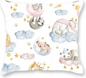 Jancsi párnahuzat 40X40 pamut fehér felhők gyerek állatkák