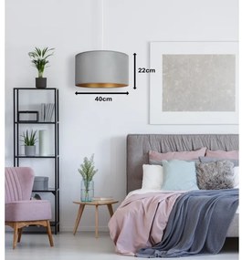 Duolla - Csillár zsinóron ROLLER 1xE27/15W/230V lámpa átm. 40 cm zöld/arany