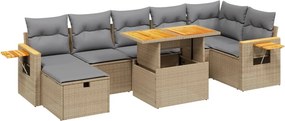 vidaXL 8 részes bézs polyrattan kerti ülőgarnitúra párnával