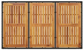 fekete polyrattan kerti asztal akácfa lappal 150 x 90 x 75 cm