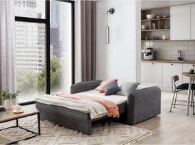 Szürke zsenília kinyitható-tárolóhelyes kanapé 155 cm Laine – ELTAP