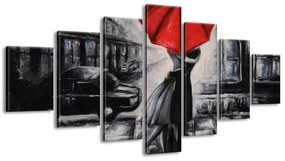 Gario Kézzel festett kép Vörös csók az esoben - 7 részes Méret: 210 x 100 cm