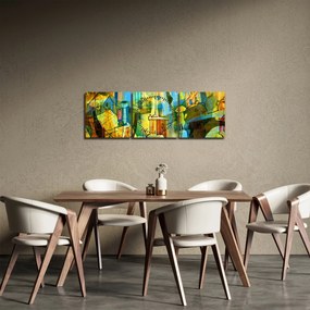 Kép - Építészet, kubista absztrakció (órával) (90x30 cm)