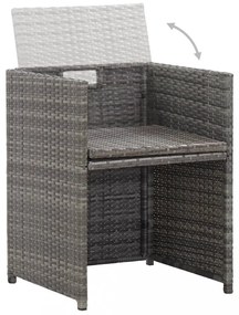 17 részes szürke polyrattan kültéri étkezőgarnitúra párnákkal
