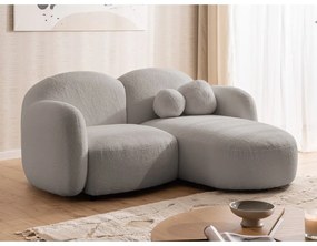 Szürke buklé sarokkanapé (jobb oldali-heverő résszel) Orbit – Ropez