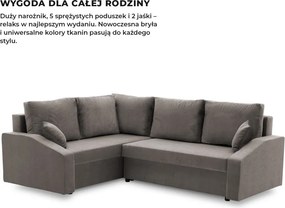 Grande Plus sarokkanapé, baloldali, szövet anyag, szürke