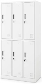 Szociális fém öltözőszekrény 6 ajtóval IGOR 900 x 1850 x 450 mm, fehér