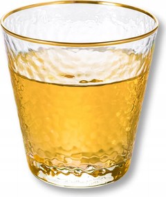 Wilmax pohár, kézzel fújt üvegből, 300 ml, italokhoz, vízhez, gyümölcsléhez, arany szegéllyel