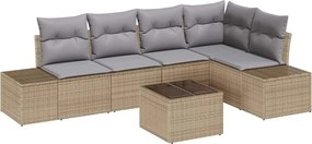 vidaXL Kerti Kanapé Szett tárolóval Beige és Világosszürke polirattan