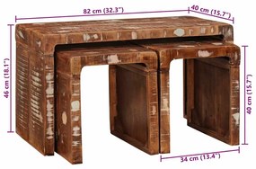 Egymásba helyezhető asztalok 3 pcs tömör újrahasznosított fa
