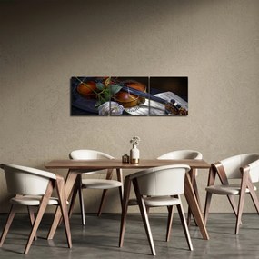 Kép - Rózsa és hegedű (órával) (90x30 cm)