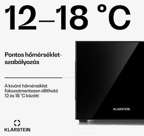 Klarstein Frosty, mini hűtőszekrény, 10 liter, A energiahatékonysági osztály, tükörüveg ajtó, fekete