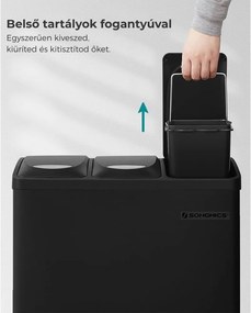 SORT szelektív hulladékgyűjtő, 24l (3x8l), fekete SongmicsHome