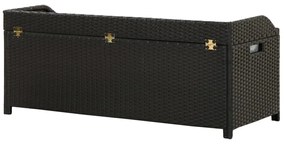 Fekete polyrattan kerti tárolópad 120 cm