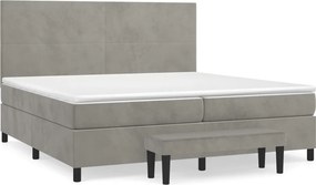 vidaXL világosszürke bársony rugós ágy matraccal 200x200 cm