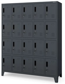 Fémszekrény, 20 rekeszes ROBERT, 1360 x 1720 x 450 mm, antracit színű