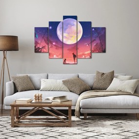 Kép - Nő és kutya teliholdkor (150x105 cm)