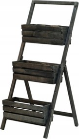 Virágtartó állvány fa összecsukható virág fűszernövények 3 doboz fekete107cm