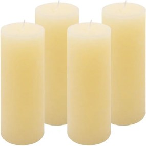 Rusztikus gyertya készlet 20 cm Ø 7,5 cm 4 db krém