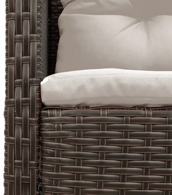 Kültéri Kanapé Szett Barna és Krém Rattan, Fa, Textil Közepes