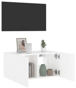 fehér falra szerelhető TV-szekrény LED-lámpákkal 60x35x31 cm