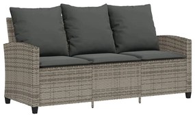 3 személyes szürke polyrattan kerti kanapé asztallal&amp;párnával