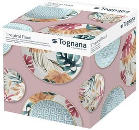 Trópusi mintás 18 részes porcelán étkészlet Tognana Tropical Rosè