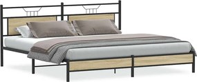 vidaXL sonoma tölgy színű fém ágykeret matrac nélkül 200 x 200 cm
