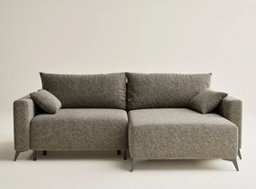 Barna zsenília kinyitható-tárolóhelyes sarokkanapé (jobb oldali-heverő résszel) Leon – Maison de Rêve