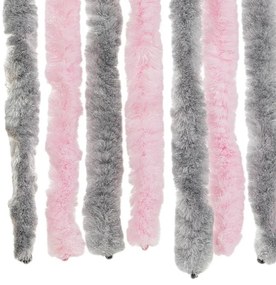 ezüstszürke és rózsaszín zsenília rovarfüggöny 90 x 220 cm