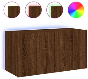 barna tölgyszínű fali TV-szekrény LED-del 80x35x41 cm