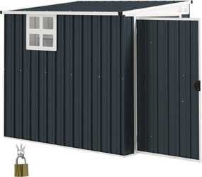 Outsunny Fém Szerszámtároló 2,6m² 128x193x181cm Álló Tető Ablak Lockítható Ajtó Néhány Beteg Kertépítő Telek Gyógyvásárló Eredeti Tevékenység Sötétszü