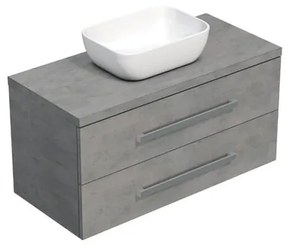 Fürdőszobaszekrény lappal SAT Cube Way 100x53x46 cm beton matt CUBE461003BESAT45