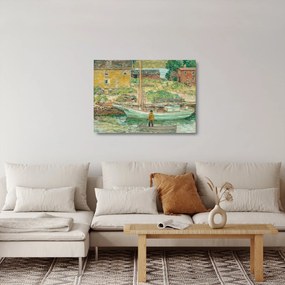 Üveg kép - Childe Hassam, Oyster Sloop, Cos Cob, reprodukciók (70x50 cm)